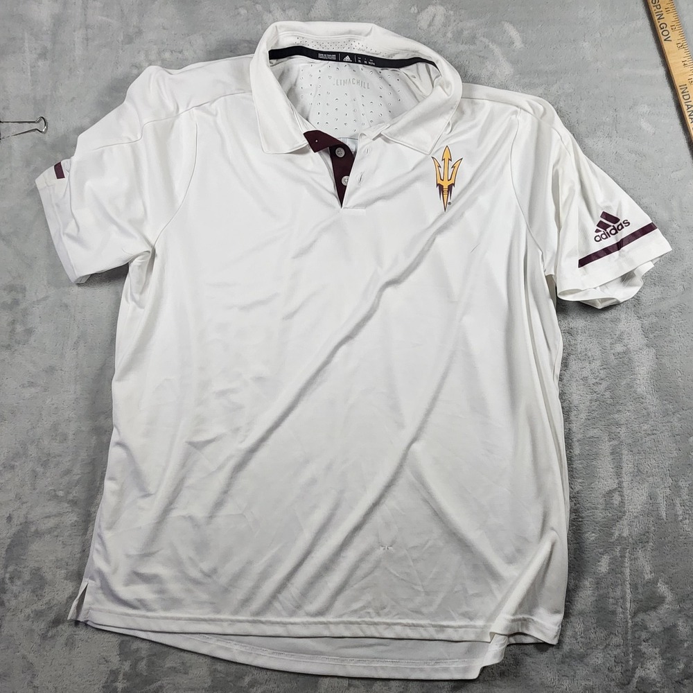 Adidas NCAA Arizona State Sun Devils ASU Polo Shirt XL White Men's Performance